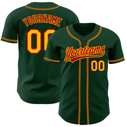 Custom Green Gold-Red Authentic Baseball Jersey - Sky-Custom