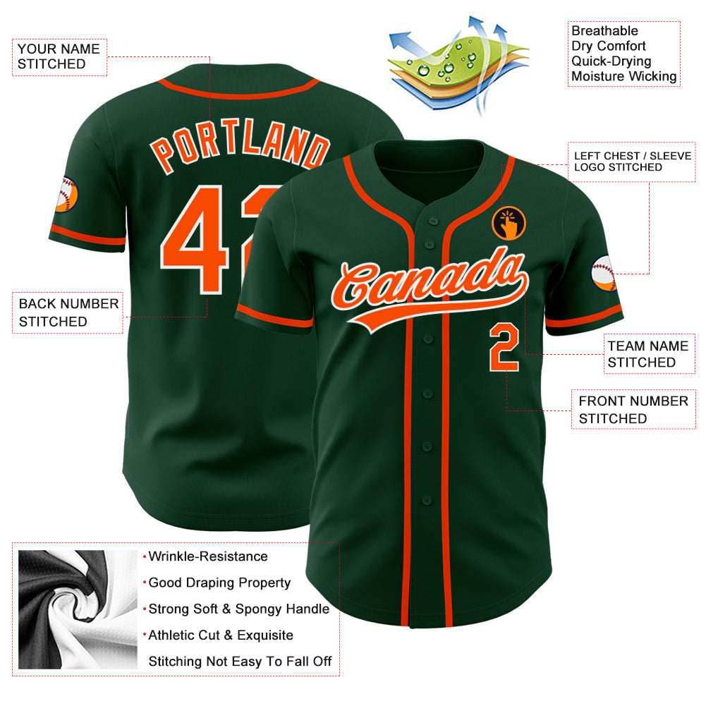 Custom Green Orange-White Authentic Baseball Jersey - Sky-Custom