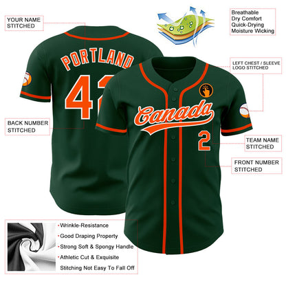 Custom Green Orange-White Authentic Baseball Jersey - Sky-Custom