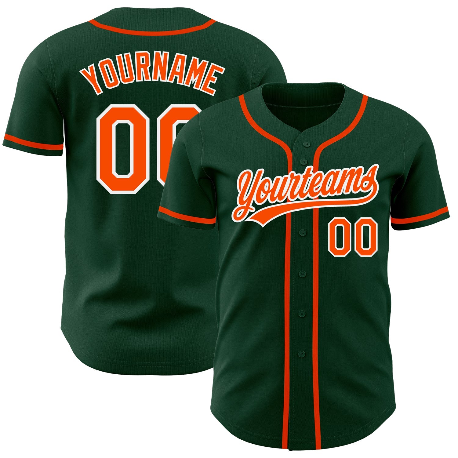 Custom Green Orange-White Authentic Baseball Jersey - Sky-Custom
