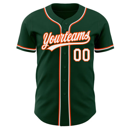 Custom Green White-Orange Authentic Baseball Jersey - Sky-Custom
