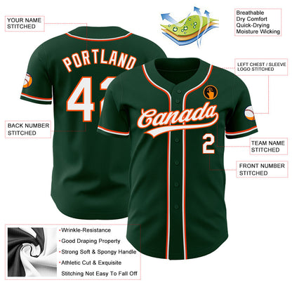 Custom Green White-Orange Authentic Baseball Jersey - Sky-Custom