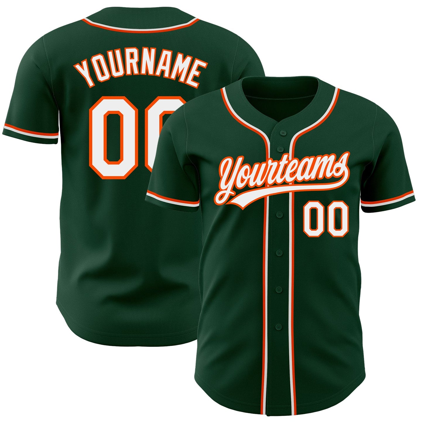 Custom Green White-Orange Authentic Baseball Jersey - Sky-Custom