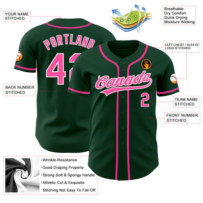 Custom Green Pink-White Authentic Baseball Jersey - Sky-Custom