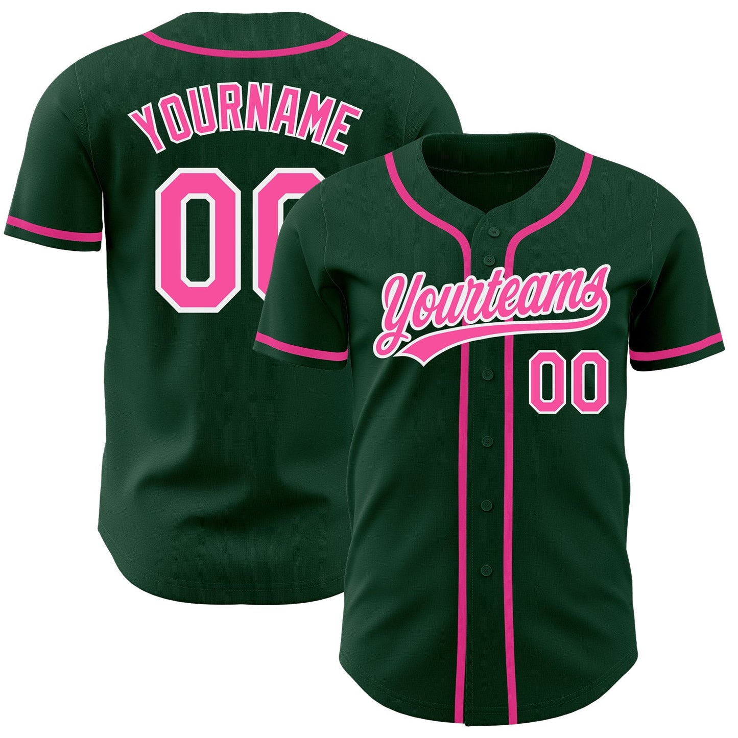 Custom Green Pink-White Authentic Baseball Jersey - Sky-Custom