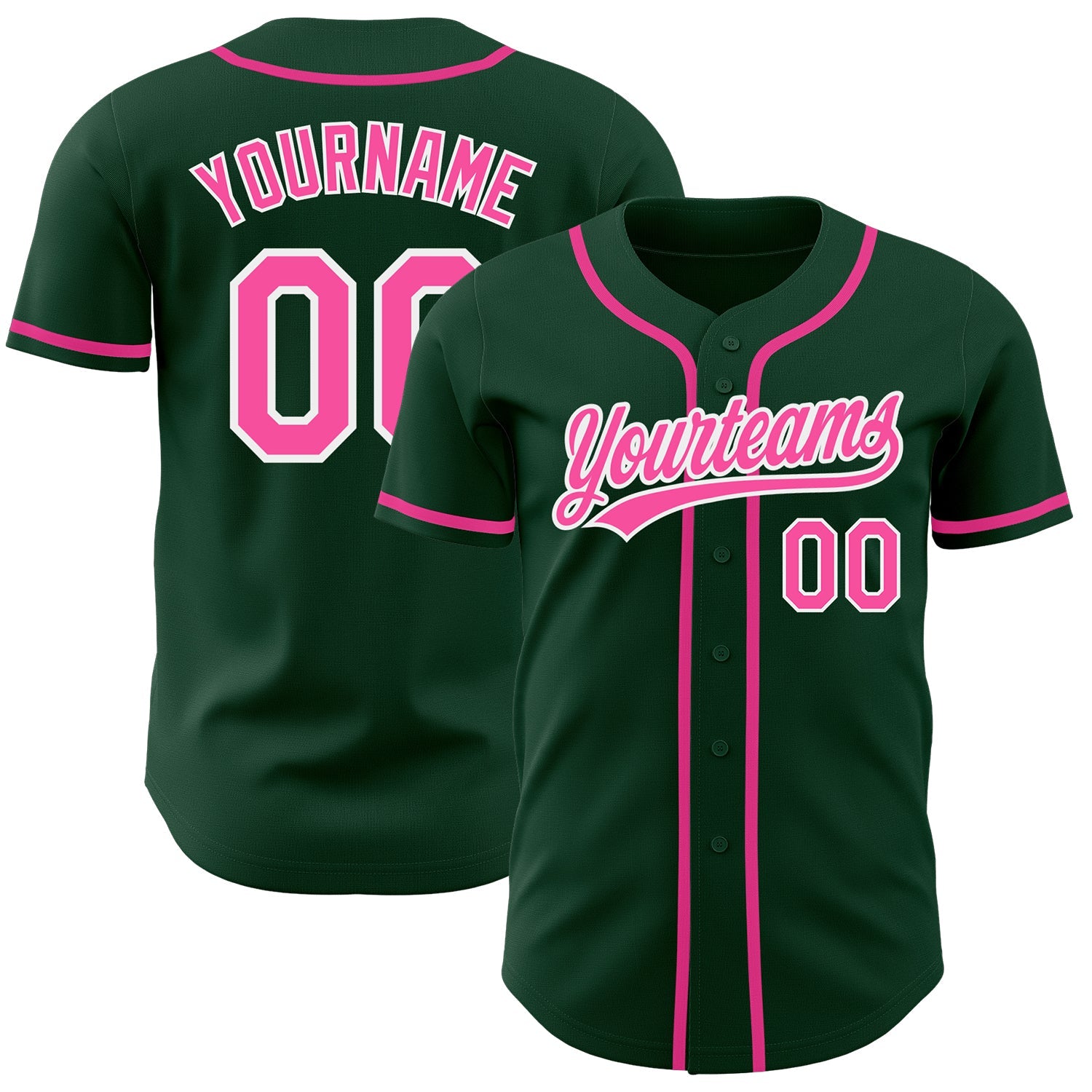 Custom Green Pink-White Authentic Baseball Jersey - Sky-Custom