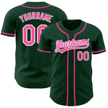 Custom Green Pink-White Authentic Baseball Jersey - Sky-Custom