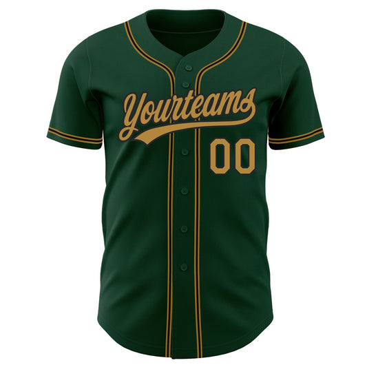 Custom Green Old Gold-Black Authentic Baseball Jersey - Sky-Custom