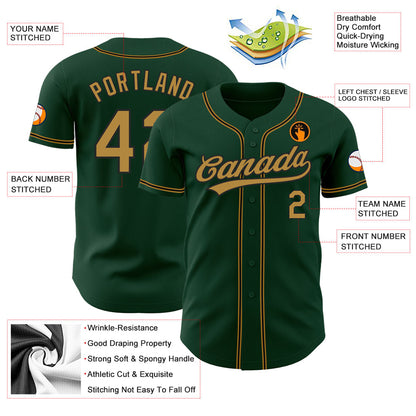 Custom Green Old Gold-Black Authentic Baseball Jersey - Sky-Custom