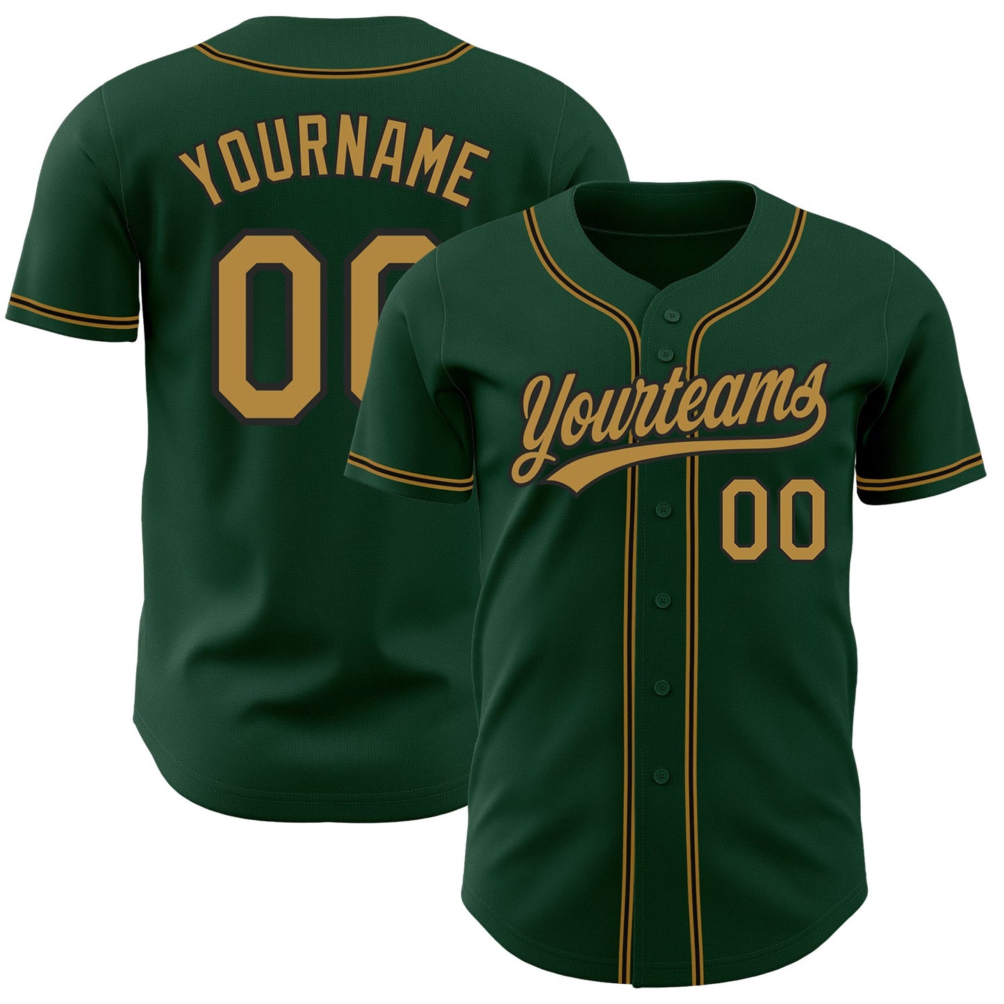 Custom Green Old Gold-Black Authentic Baseball Jersey - Sky-Custom