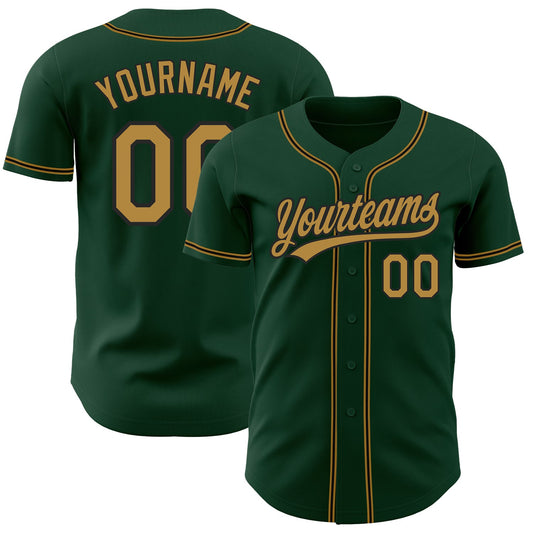 Custom Green Old Gold-Black Authentic Baseball Jersey - Sky-Custom