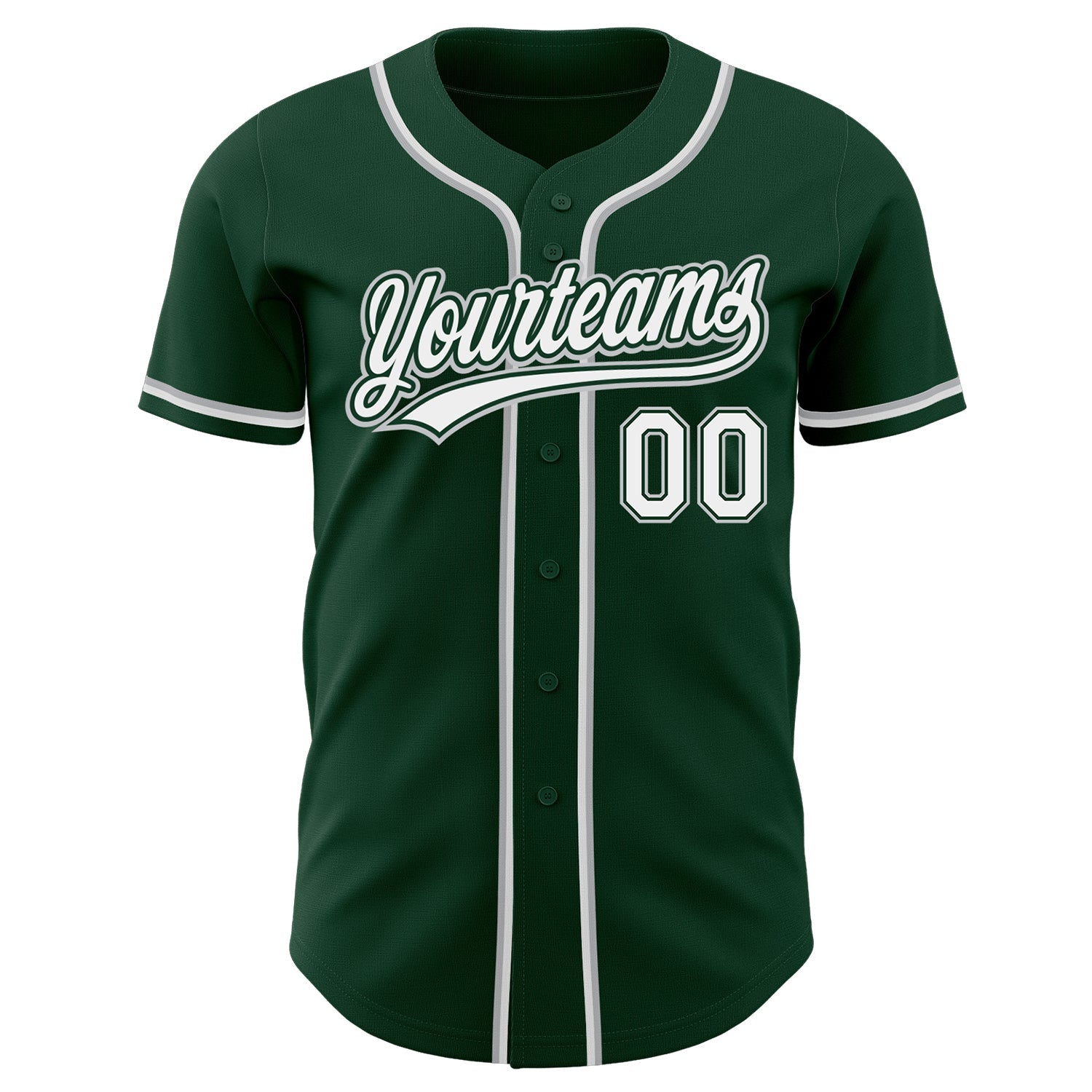 Custom Green White-Gray Authentic Baseball Jersey - Sky-Custom