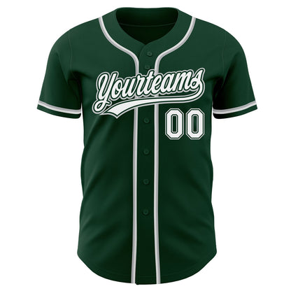 Custom Green White-Gray Authentic Baseball Jersey - Sky-Custom