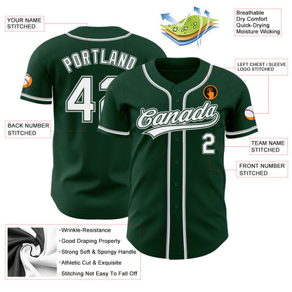 Custom Green White-Gray Authentic Baseball Jersey - Sky-Custom