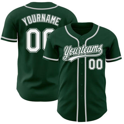 Custom Green White-Gray Authentic Baseball Jersey - Sky-Custom
