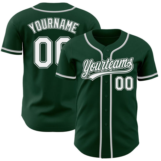 Custom Green White-Gray Authentic Baseball Jersey - Sky-Custom
