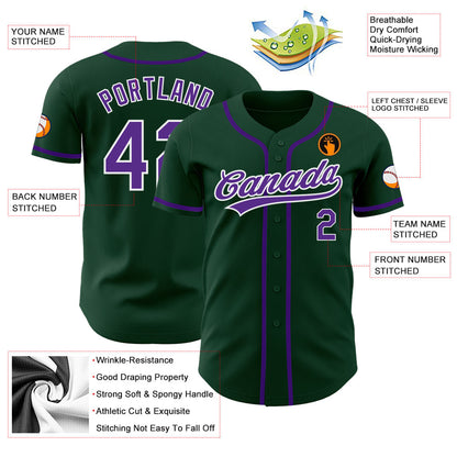 Custom Green Purple-White Authentic Baseball Jersey - Sky-Custom