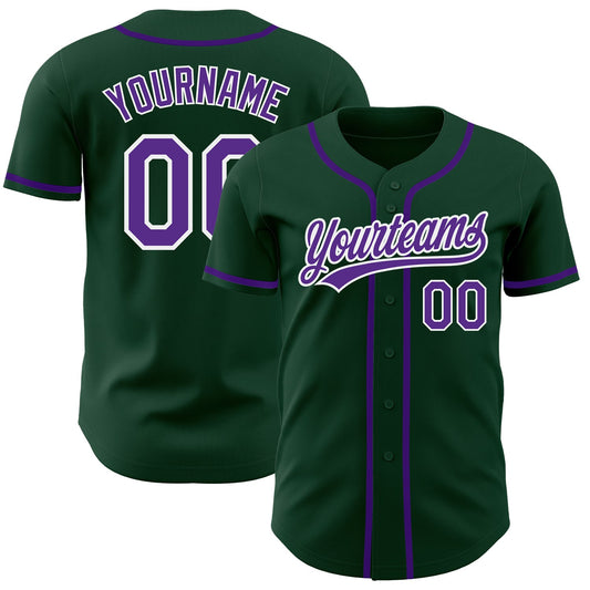 Custom Green Purple-White Authentic Baseball Jersey - Sky-Custom