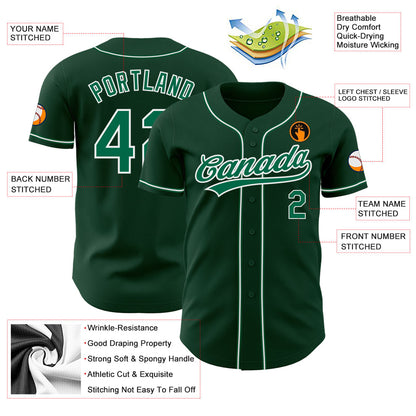 Custom Green Kelly Green-White Authentic Baseball Jersey - Sky-Custom