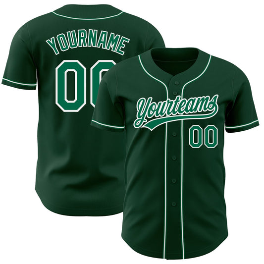 Custom Green Kelly Green-White Authentic Baseball Jersey - Sky-Custom