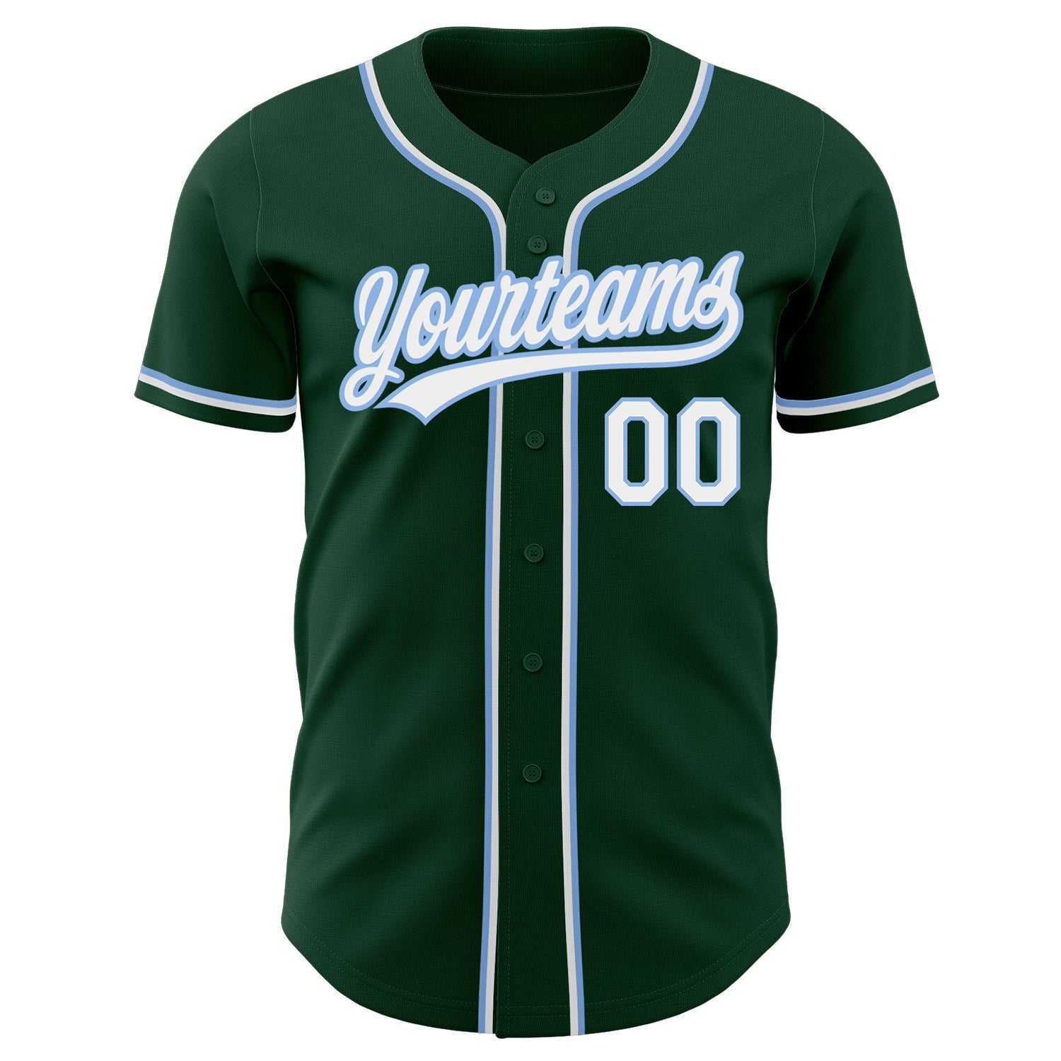Custom Green White-Light Blue Authentic Baseball Jersey - Sky-Custom