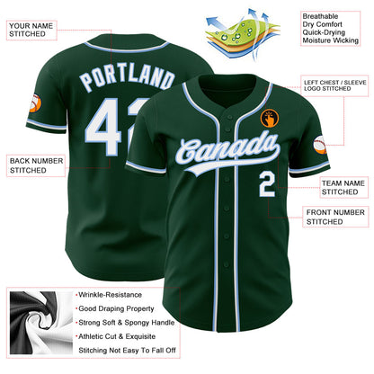 Custom Green White-Light Blue Authentic Baseball Jersey - Sky-Custom
