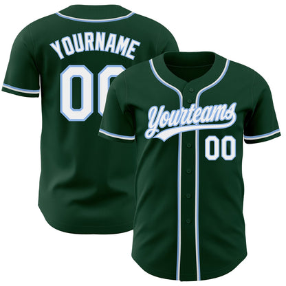 Custom Green White-Light Blue Authentic Baseball Jersey - Sky-Custom