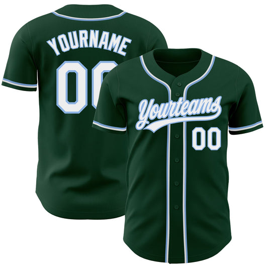 Custom Green White-Light Blue Authentic Baseball Jersey - Sky-Custom