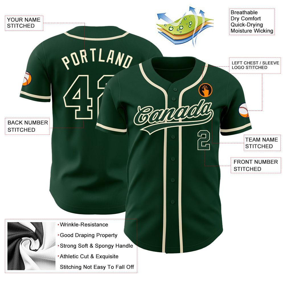 Custom Green Green-Cream Authentic Baseball Jersey - Sky-Custom