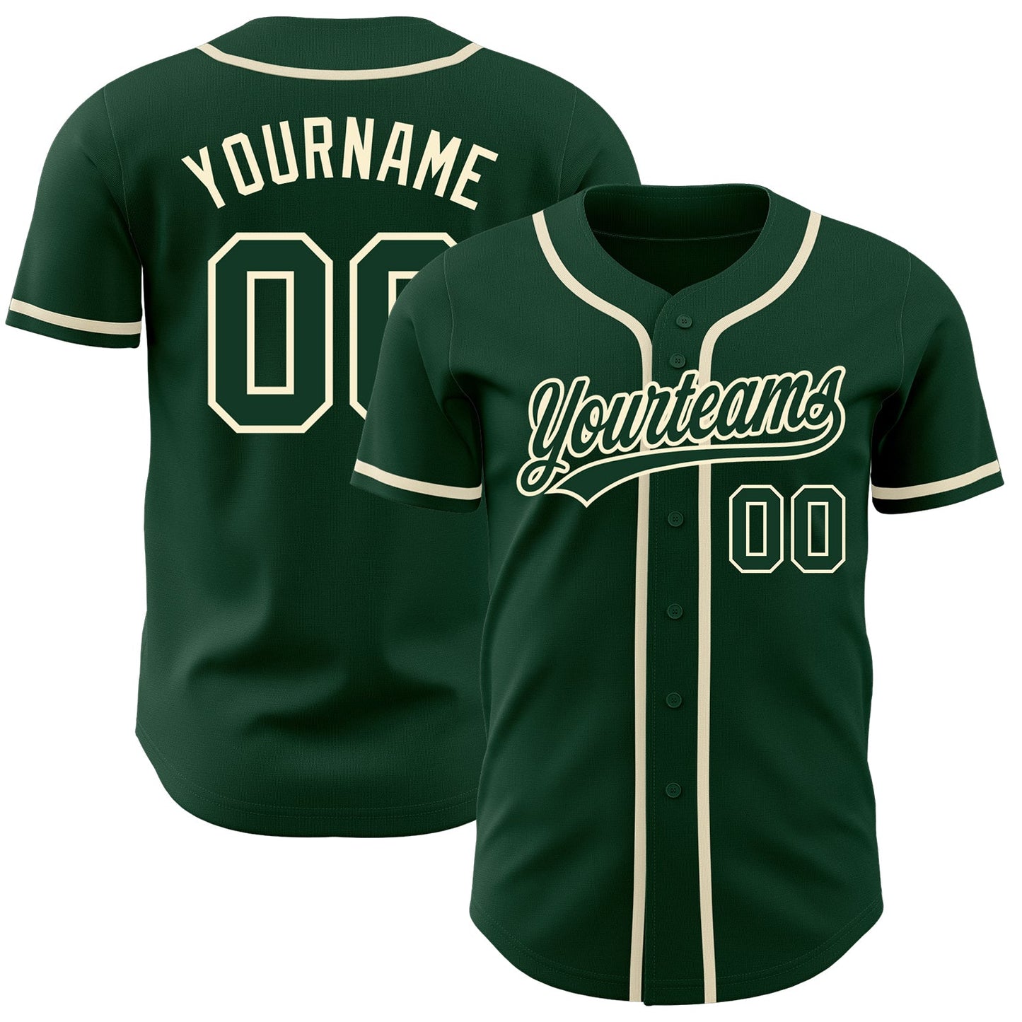 Custom Green Green-Cream Authentic Baseball Jersey - Sky-Custom