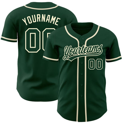 Custom Green Green-Cream Authentic Baseball Jersey - Sky-Custom