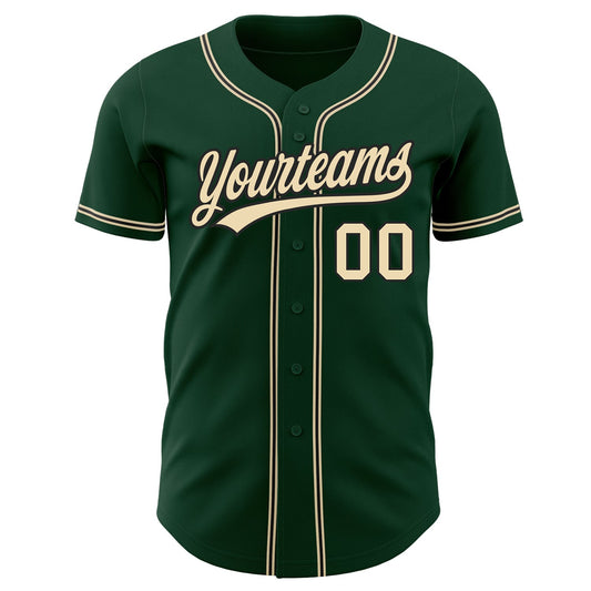 Custom Green City Cream-Black Authentic Baseball Jersey - Sky-Custom