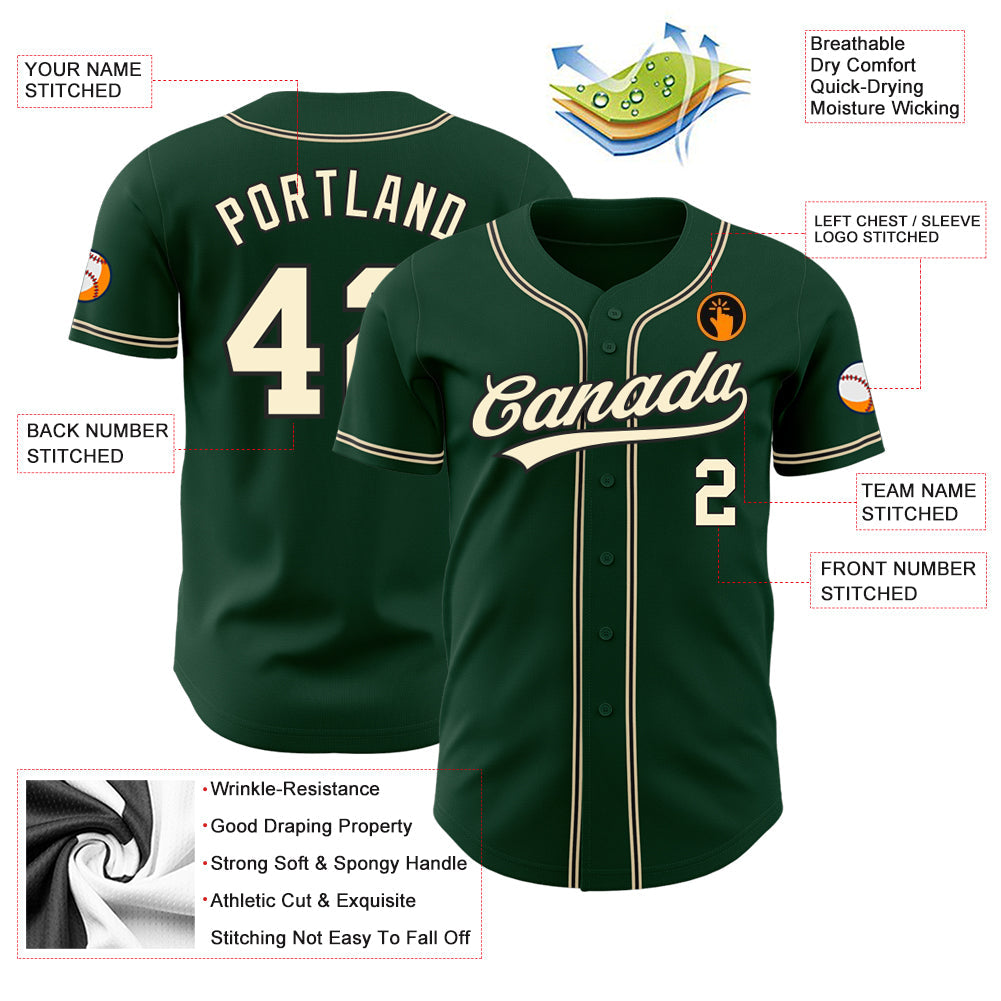 Custom Green City Cream-Black Authentic Baseball Jersey - Sky-Custom