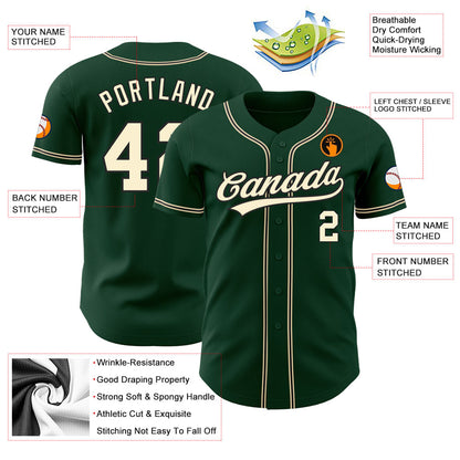 Custom Green City Cream-Black Authentic Baseball Jersey - Sky-Custom