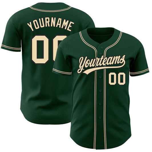 Custom Green City Cream-Black Authentic Baseball Jersey - Sky-Custom