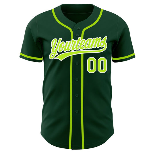 Custom Green Neon Green-White Authentic Baseball Jersey - Sky-Custom