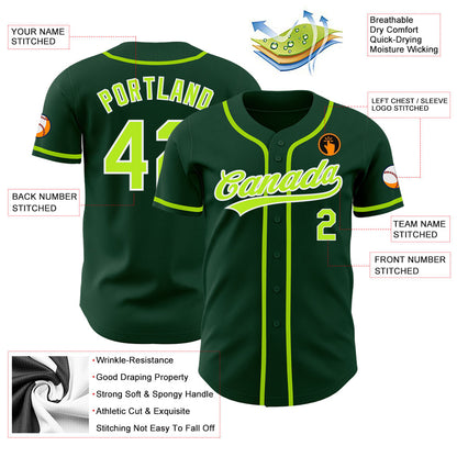 Custom Green Neon Green-White Authentic Baseball Jersey - Sky-Custom