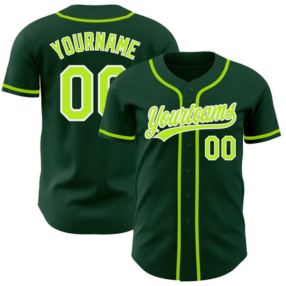 Custom Green Neon Green-White Authentic Baseball Jersey - Sky-Custom