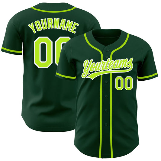 Custom Green Neon Green-White Authentic Baseball Jersey - Sky-Custom