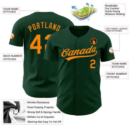 Custom Green Bay Orange Authentic Baseball Jersey - Sky-Custom