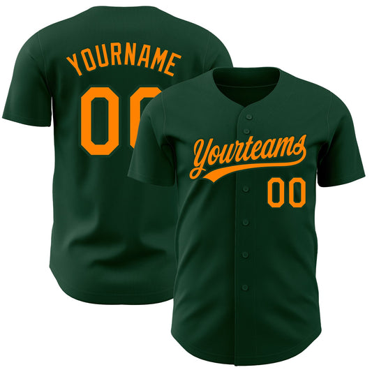 Custom Green Bay Orange Authentic Baseball Jersey - Sky-Custom