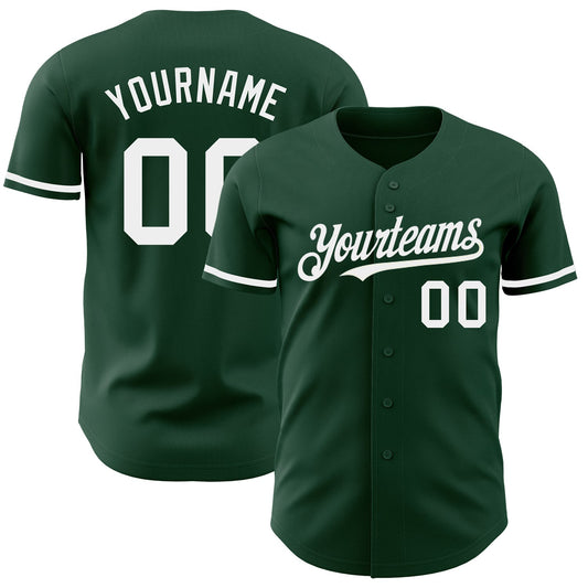 Custom Green White Authentic Baseball Jersey - Sky-Custom