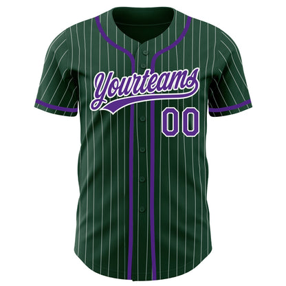 Custom Green White Pinstripe Purple Authentic Baseball Jersey - Sky-Custom