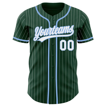Custom Green White Pinstripe Light Blue Authentic Baseball Jersey - Sky-Custom