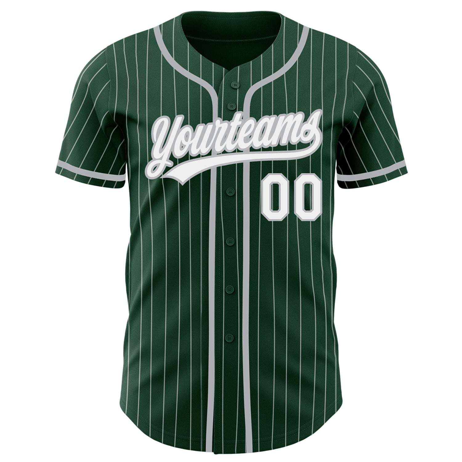 Custom Green White Pinstripe Gray Authentic Baseball Jersey - Sky-Custom