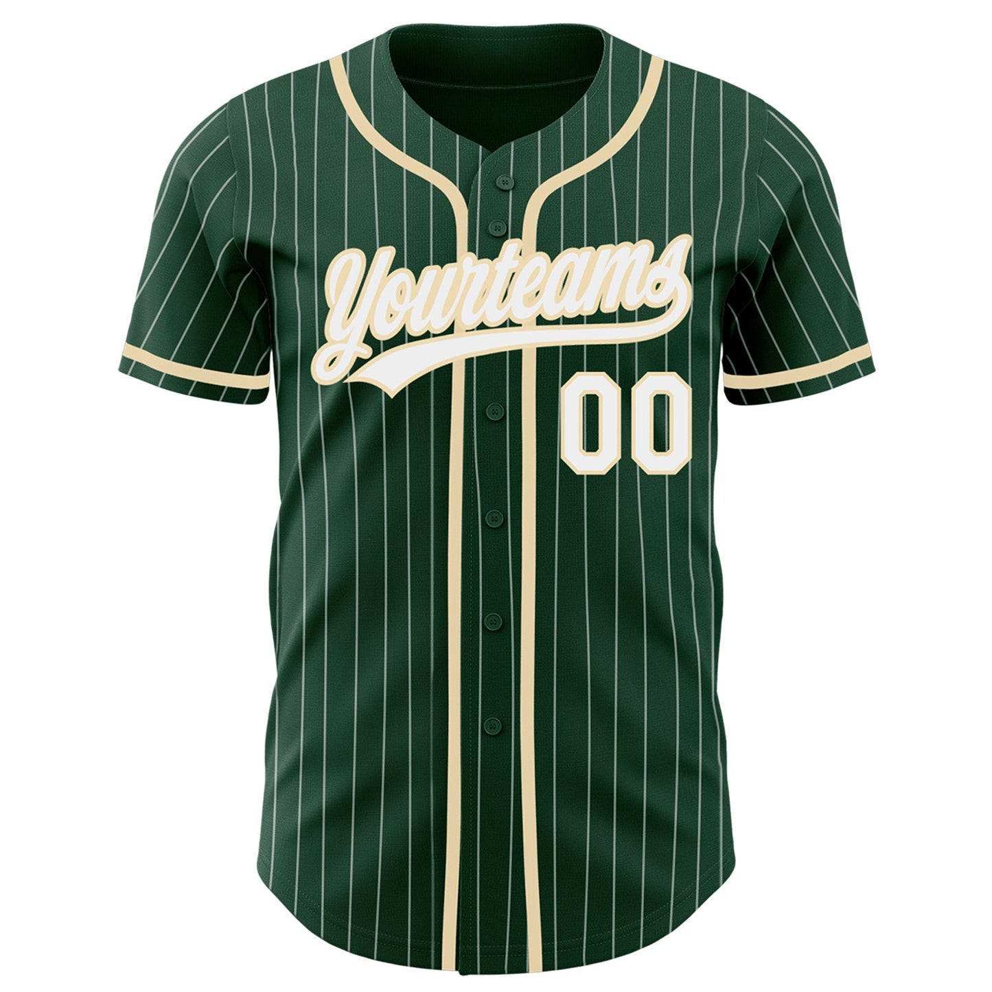Custom Green White Pinstripe City Cream Authentic Baseball Jersey - Sky-Custom