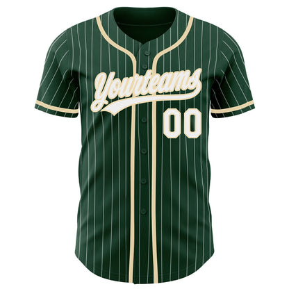 Custom Green White Pinstripe City Cream Authentic Baseball Jersey - Sky-Custom