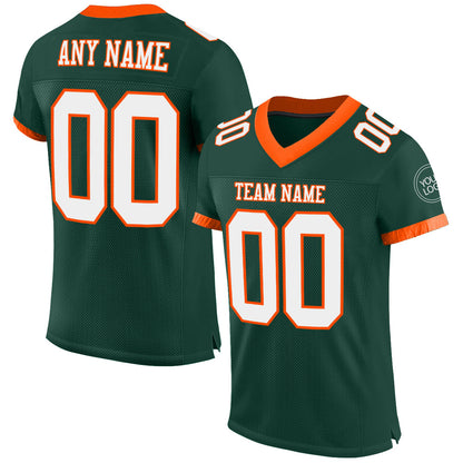 Custom Green White-Orange Mesh Authentic Football Jersey - Sky-Custom