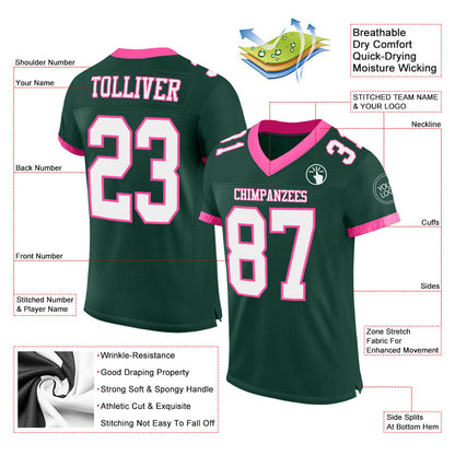 Custom Green White-Pink Mesh Authentic Football Jersey - Sky-Custom