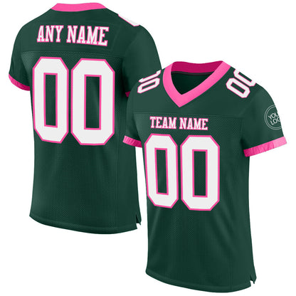 Custom Green White-Pink Mesh Authentic Football Jersey - Sky-Custom